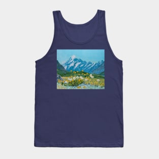 Mount Cook - Aoraki and white daisies, New Zealand Tank Top